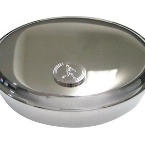 Oval Baseball Player Oval Trinket Jewelry Box